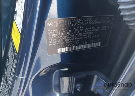 2011 BMW X3 xDrive35I z USA, uszkodzony, nr VIN 5UXWX7C54BL734131